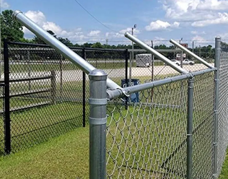 Chain link fence with diamond mesh installation