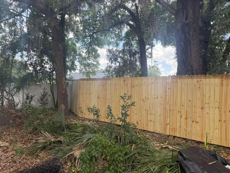 Wood privacy fence installed in a Florida backyard