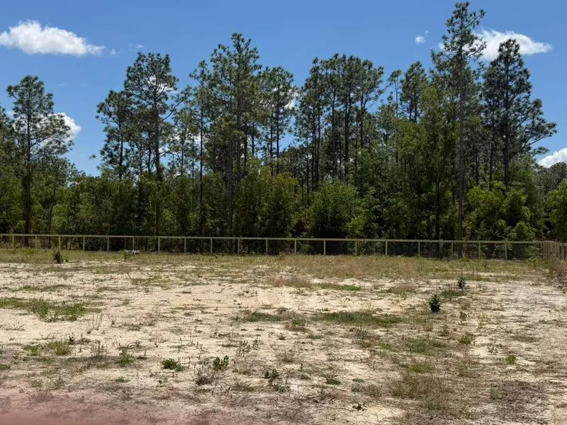 Wood privacy fence section along a residential property